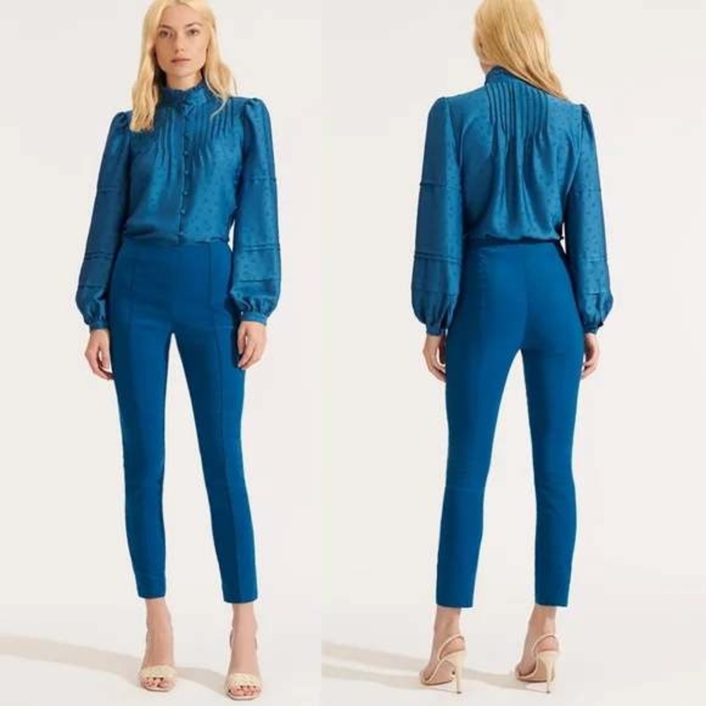 NWT $450 Veronica Beard Honolulu Pant Cerulean Blue High Waist Size 4 (Read)